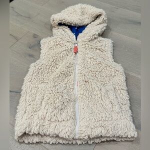 Mini Boden Cream Sherpa Hooded Vest